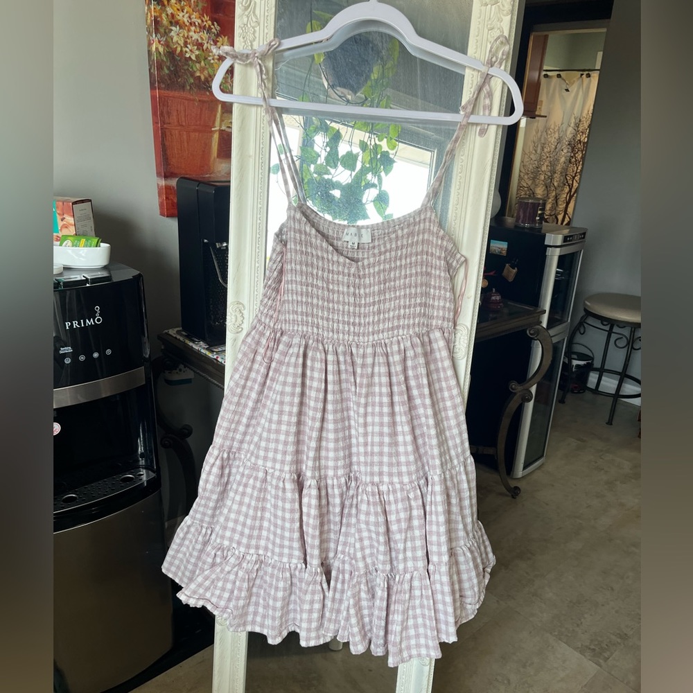 Dolls Kill Pink Gingham Midi Dress